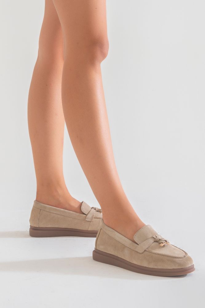 kadin-deri-tokali-loafer-BEJ SUET-NHR23237001-0054059_0